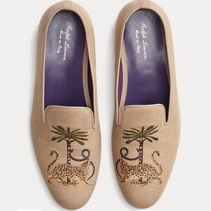 Alonzo Embroidered Linen Slippers Purple Label NEW $995